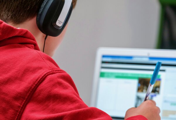 Young man concentrating on work
