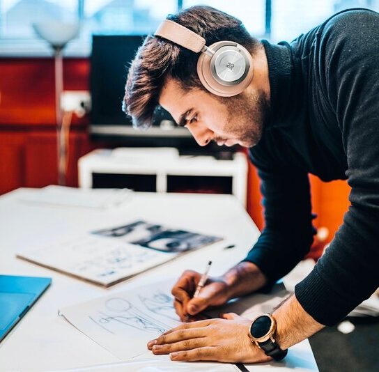 man focusing on effective work