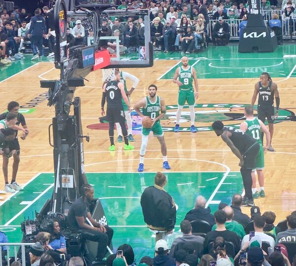 Jayson Tatum shooting free throws at Boston Celtics game (The Place You Belong)