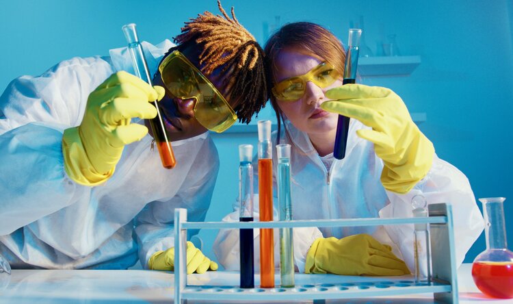 Engineers verifying data in the lab